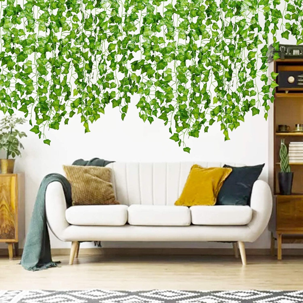 12 Pack 86 Feet Fake Ivy Leaves Artificial Garland Greenery Hanging Plant Vine Wedding Wall Party Room Astethic Decor