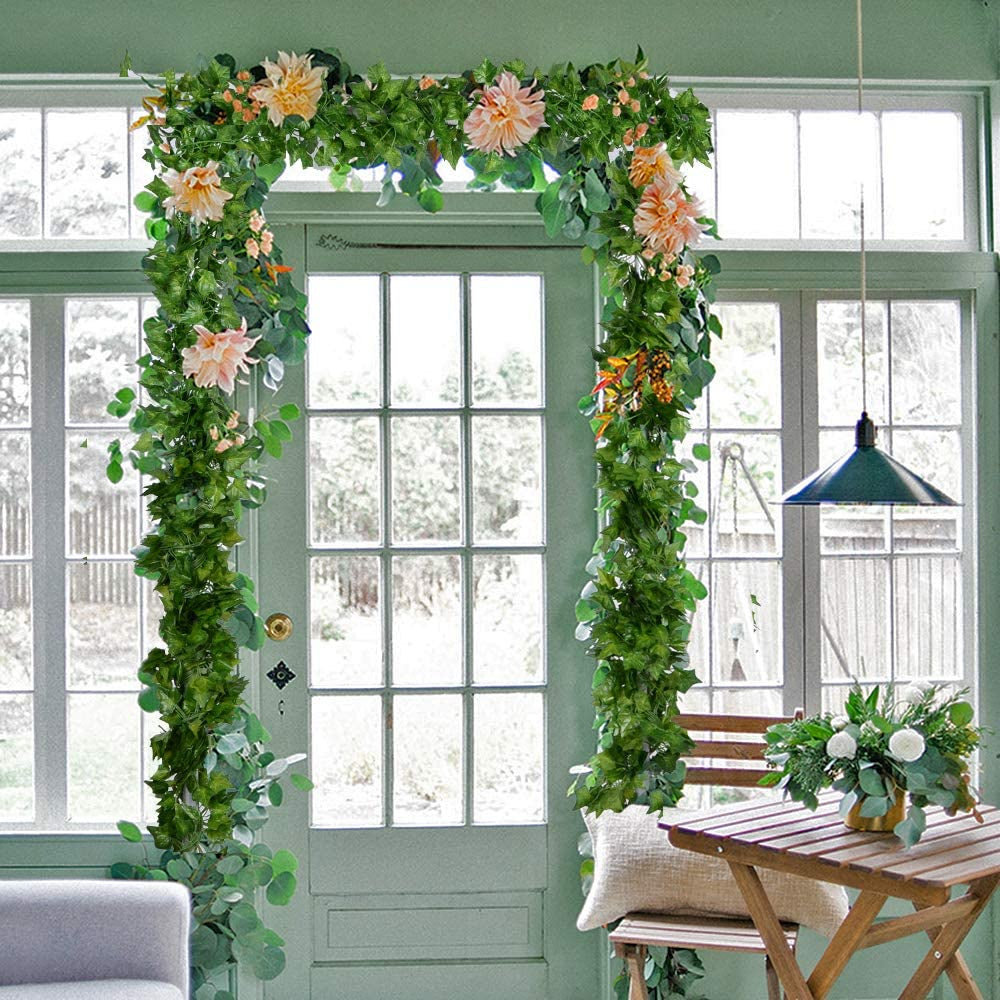 12 Pack 86 Feet Fake Ivy Leaves Artificial Garland Greenery Hanging Plant Vine Wedding Wall Party Room Astethic Decor