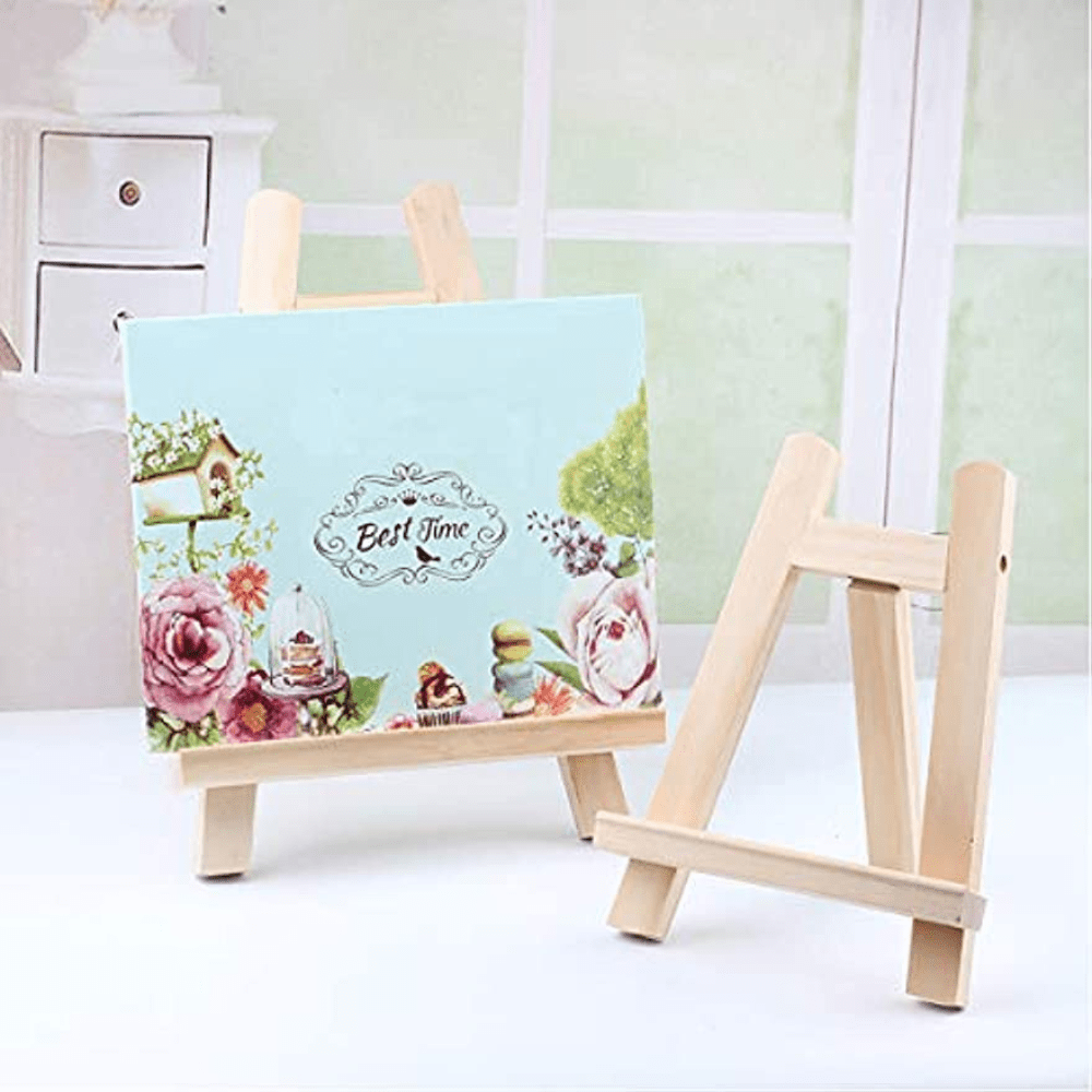 Small Tabletop Display Stand 8 inch Wooden Table Top A-Frame Artist Easel Canvas Photo Picture Sign Holder Stand