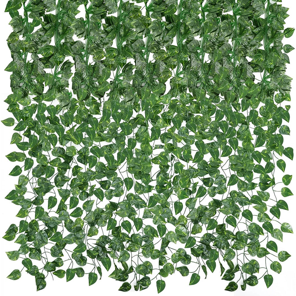 12 Pack 86ft Artificial Ivy Greenery Garland, Fake Vines Hanging Plants Backdrop for Room Bedroom Wall Decor, Green Leaves for Jungle Theme Party Wedding Decoration