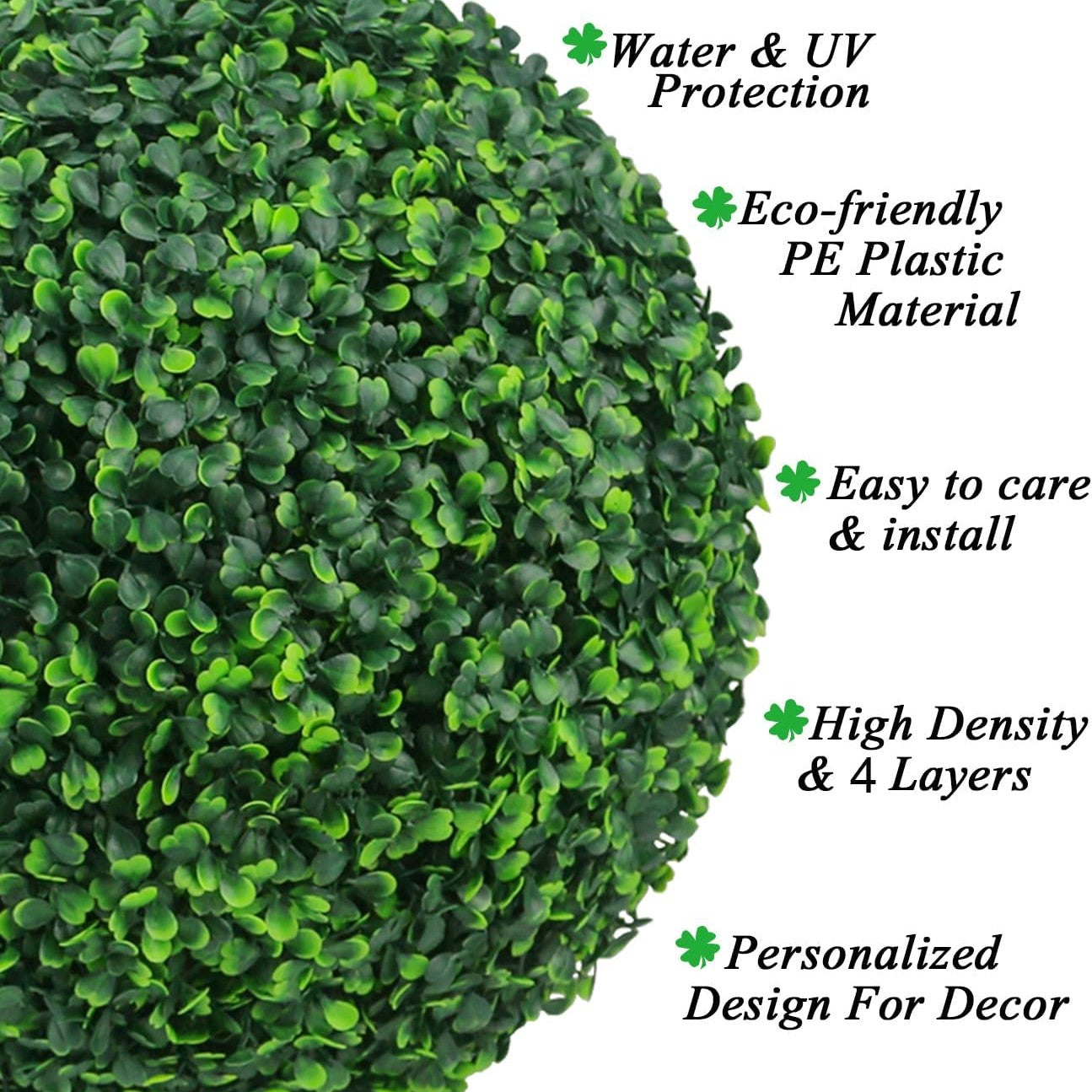 8pcs Sinsoledad Artificial Boxwood Topiary Balls Set, Faux Boxwood Decorative Spheres, Plastic Grass, 30mm Height, 8 Stitches per 10cm, with 100 Zip Ties for Garden, Backyard, Balcony Decor
