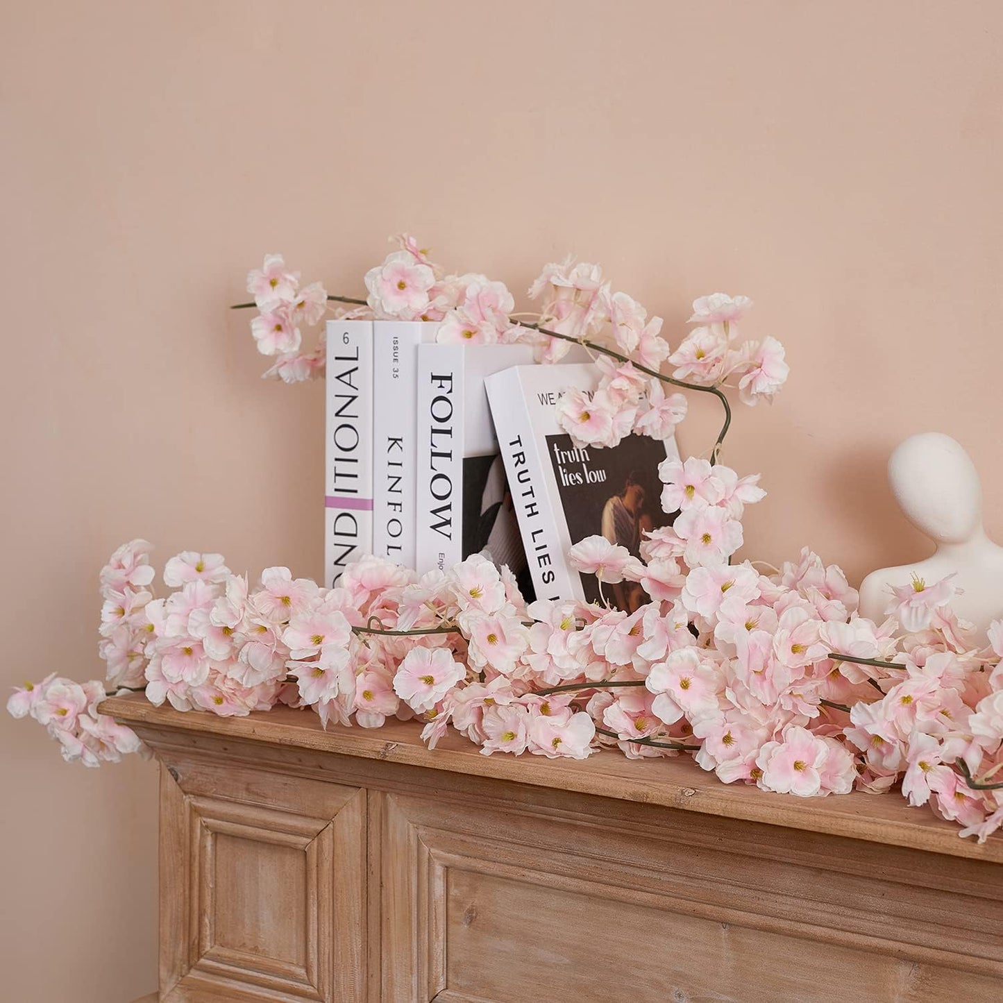 8 pcs Pink & White Artificial Cherry Blossom Garlands, 1.8m - Indoor/Outdoor Decor for Spring Weddings, Home & Hotel Enhancements