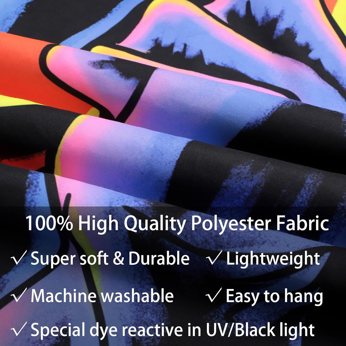 Sinsoledad Horror Ghost Face Blacklight Tapestry, UV Reactive Tapestries Wall Hanging, Glow in The Dark Party Backdrop Tapestry for Bedroom, Living Room 59"x51"/150x130cm