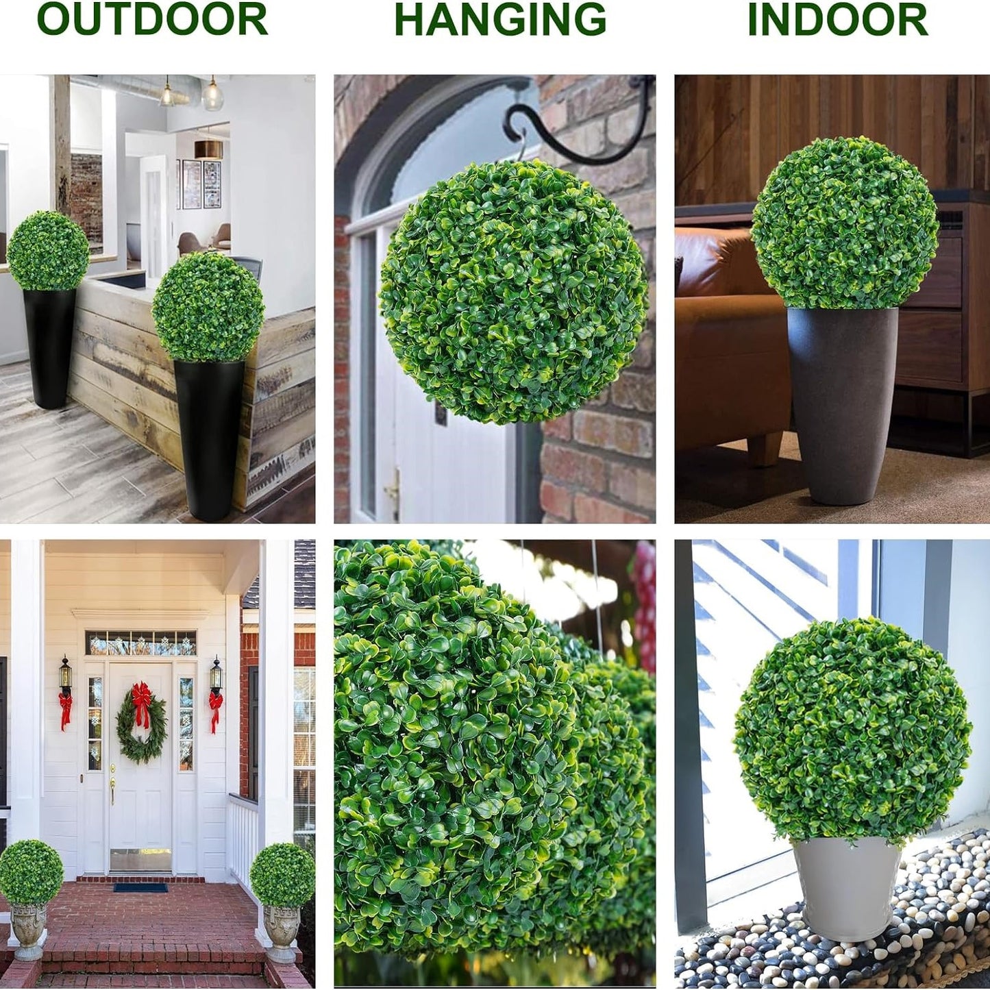 8pcs Sinsoledad Artificial Boxwood Topiary Balls Set, Faux Boxwood Decorative Spheres, Plastic Grass, 30mm Height, 8 Stitches per 10cm, with 100 Zip Ties for Garden, Backyard, Balcony Decor