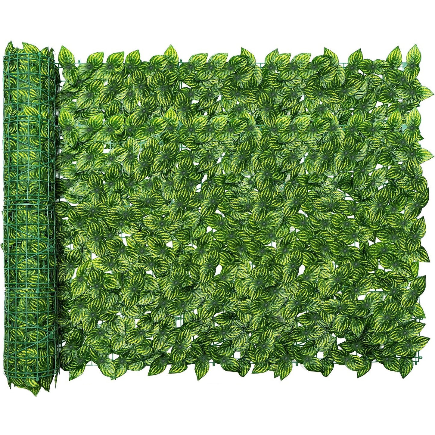 120x20 Inch Artificial Ivy Privacy Fence Screen, Artificial Faux Ivy Panels, Faux Privacy Fencing Artificial Hedge Fence, Greenery Wall Privacy Decoration for Outdoor Garden,Watermelon Leaves