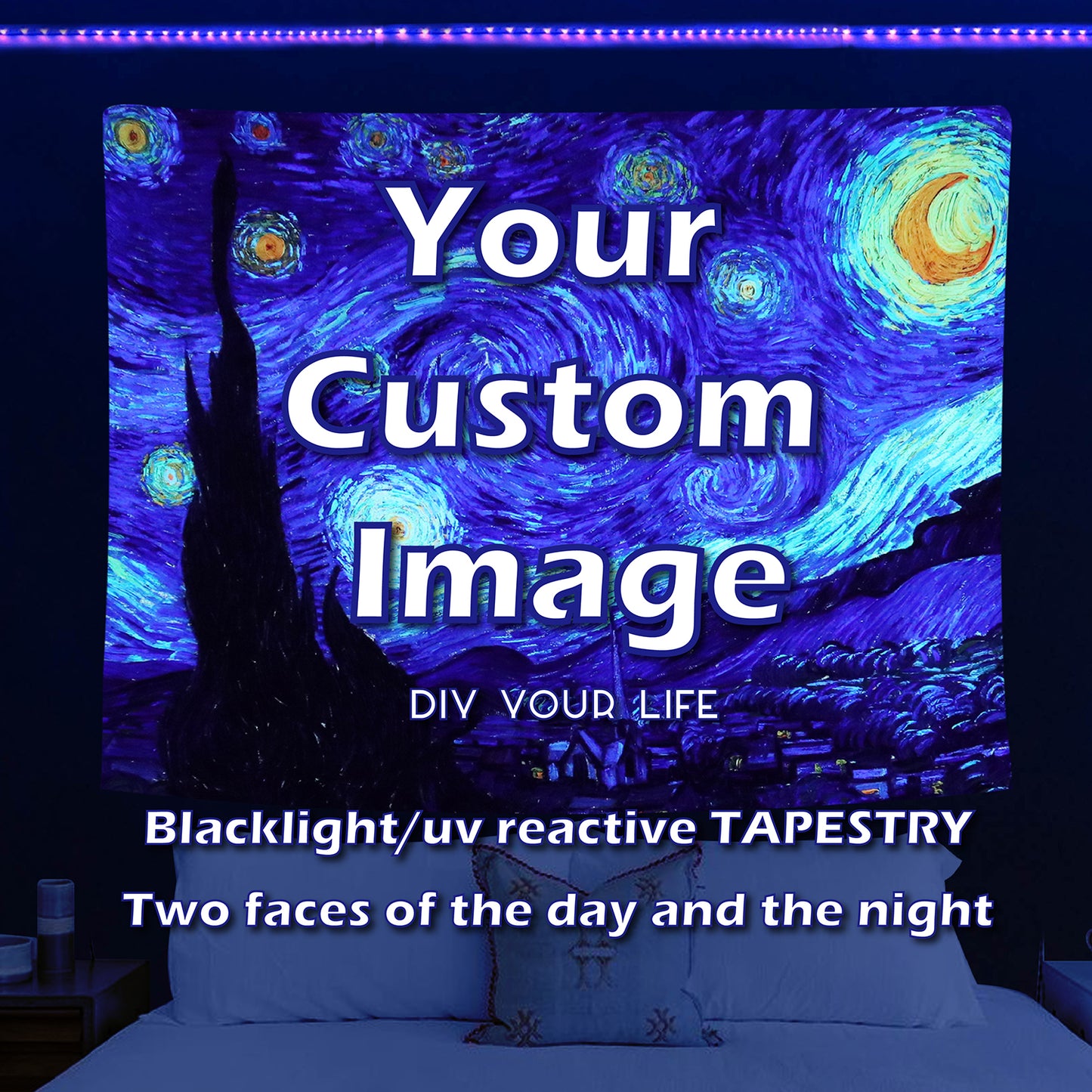 Custom Tapestry Upload Images Banners and Signs Customize For Bedroom