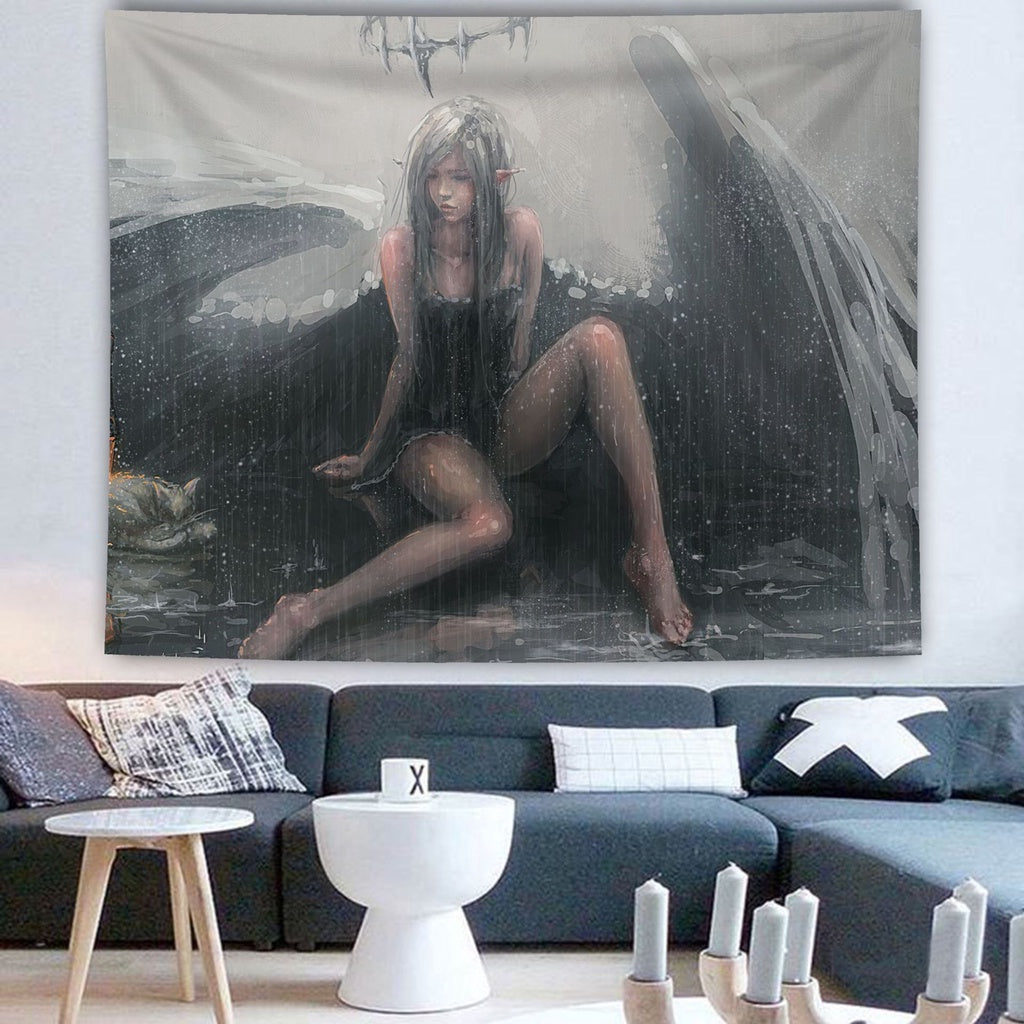 鬼刀 Ghost Knife Dormitory Background Cloth ins Hanging Cloth Renting House Bedroom Renovation Wall Cloth Network Red Live Personalized Trend Tapestry