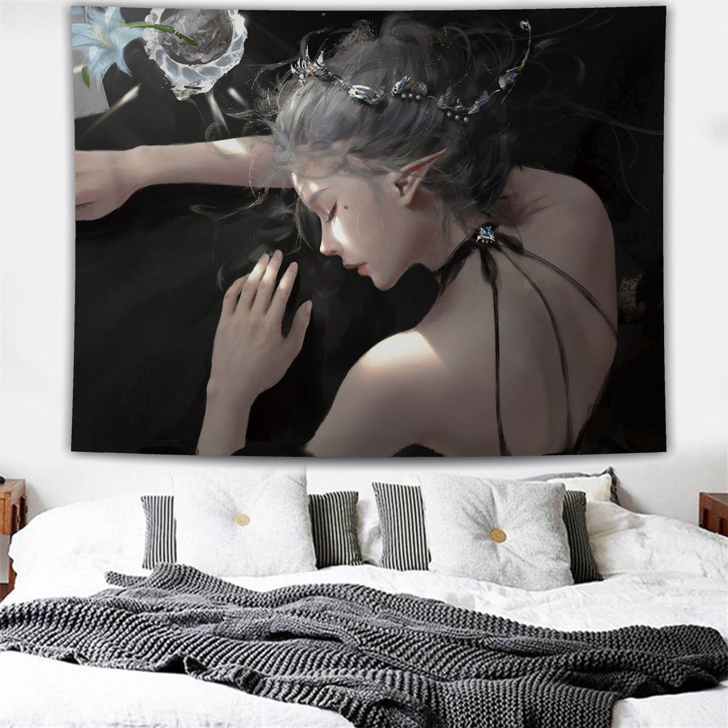 鬼刀 Ghost Knife Dormitory Background Cloth ins Hanging Cloth Renting House Bedroom Renovation Wall Cloth Network Red Live Personalized Trend Tapestry