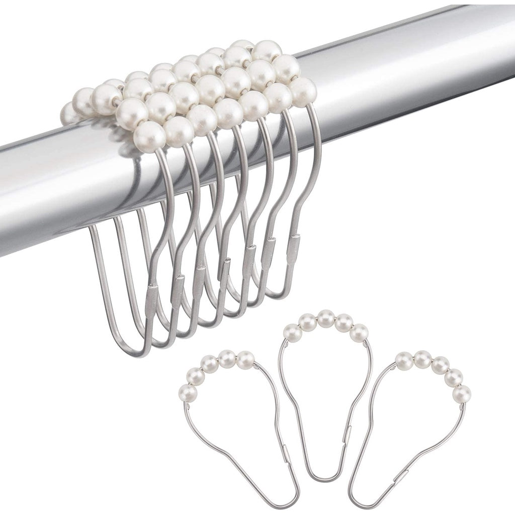 Shower Curtain Hooks, Decorative Shower Curtain Hooks Rust Proof Stainless Steel Shower Curtain Hooks, Shower Hooks for Shower Curtain Bathroom Shower Rods Set of 12
