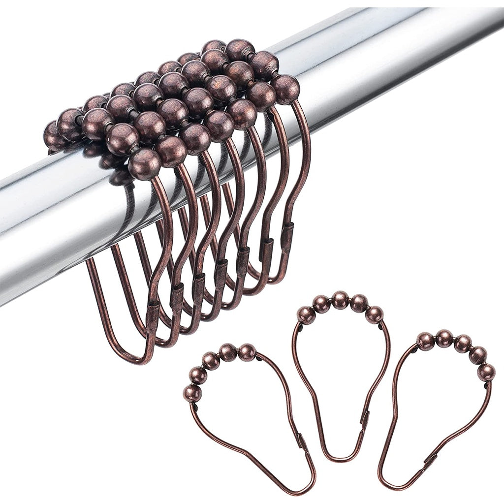 Shower Curtain Hooks, Decorative Shower Curtain Hooks Rust Proof Stainless Steel Shower Curtain Hooks, Shower Hooks for Shower Curtain Bathroom Shower Rods Set of 12