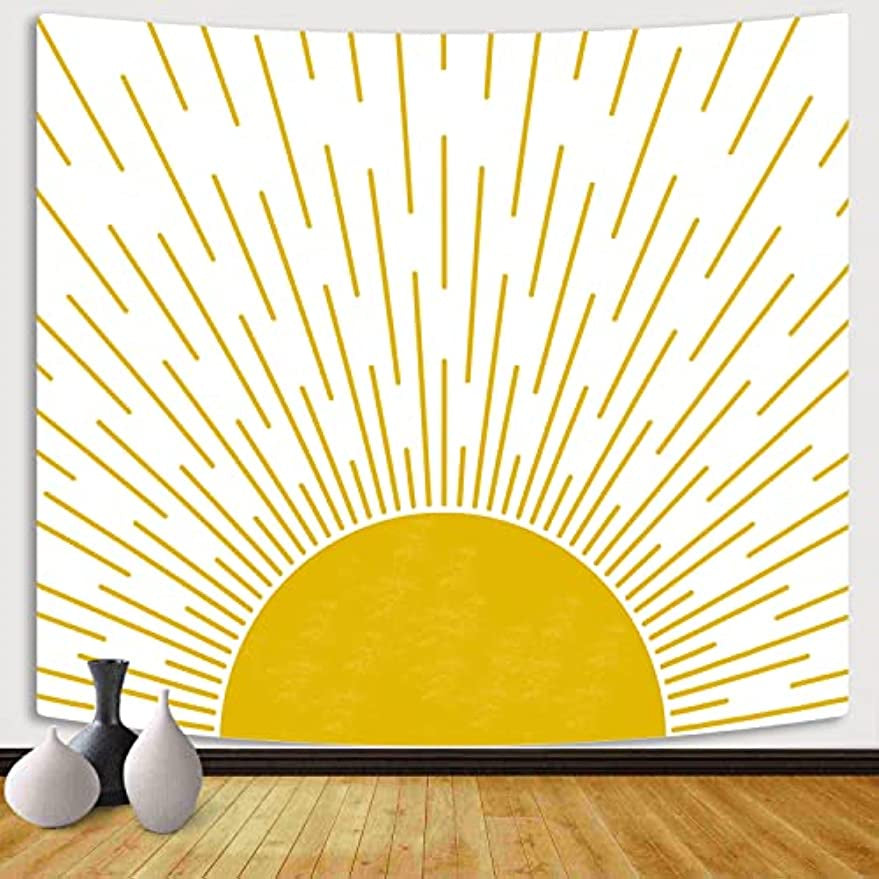 Boho Gold Sun Minimalist Tapestry Sunrise Sunshine Abstract Home Girls Bedroom Decorations Wall Art Hanging Decor, Bohemia Sunset Tapestries for Dorm Yoga Living Room