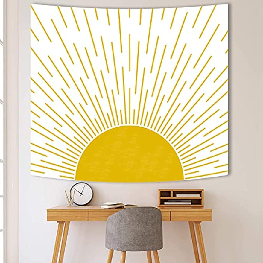 Boho Gold Sun Minimalist Tapestry Sunrise Sunshine Abstract Home Girls Bedroom Decorations Wall Art Hanging Decor, Bohemia Sunset Tapestries for Dorm Yoga Living Room