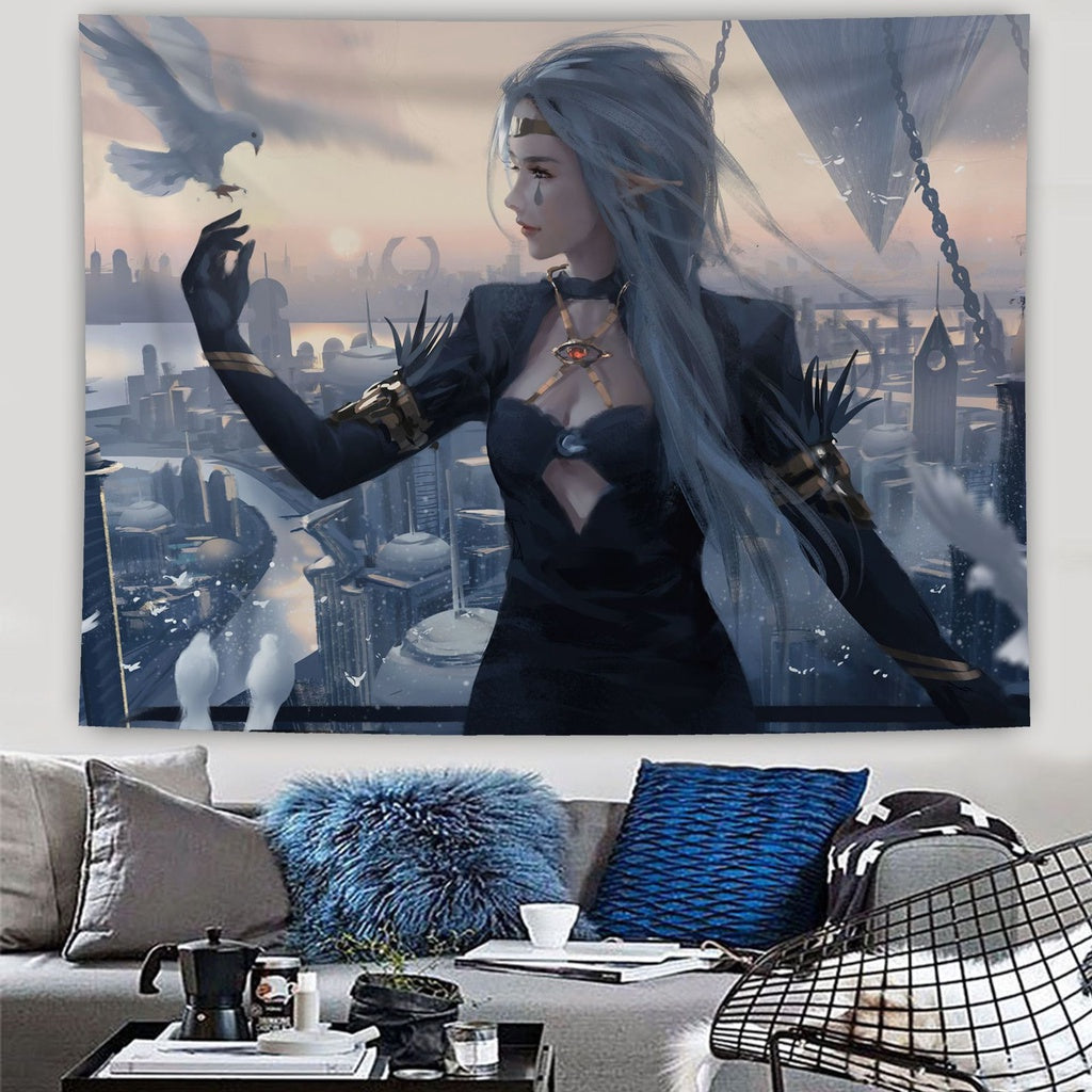 鬼刀 Ghost Knife Dormitory Background Cloth ins Hanging Cloth Renting House Bedroom Renovation Wall Cloth Network Red Live Personalized Trend Tapestry