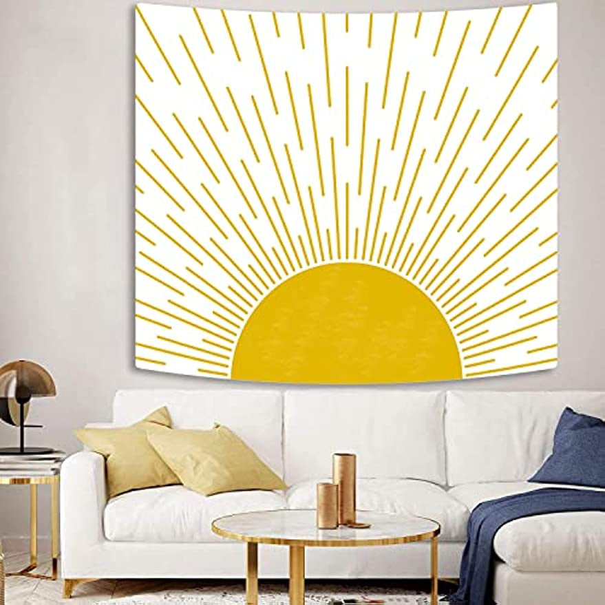 Boho Gold Sun Minimalist Tapestry Sunrise Sunshine Abstract Home Girls Bedroom Decorations Wall Art Hanging Decor, Bohemia Sunset Tapestries for Dorm Yoga Living Room