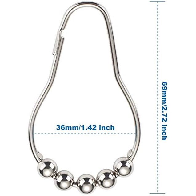 Shower Curtain Hooks, Decorative Shower Curtain Hooks Rust Proof Stainless Steel Shower Curtain Hooks, Shower Hooks for Shower Curtain Bathroom Shower Rods Set of 12