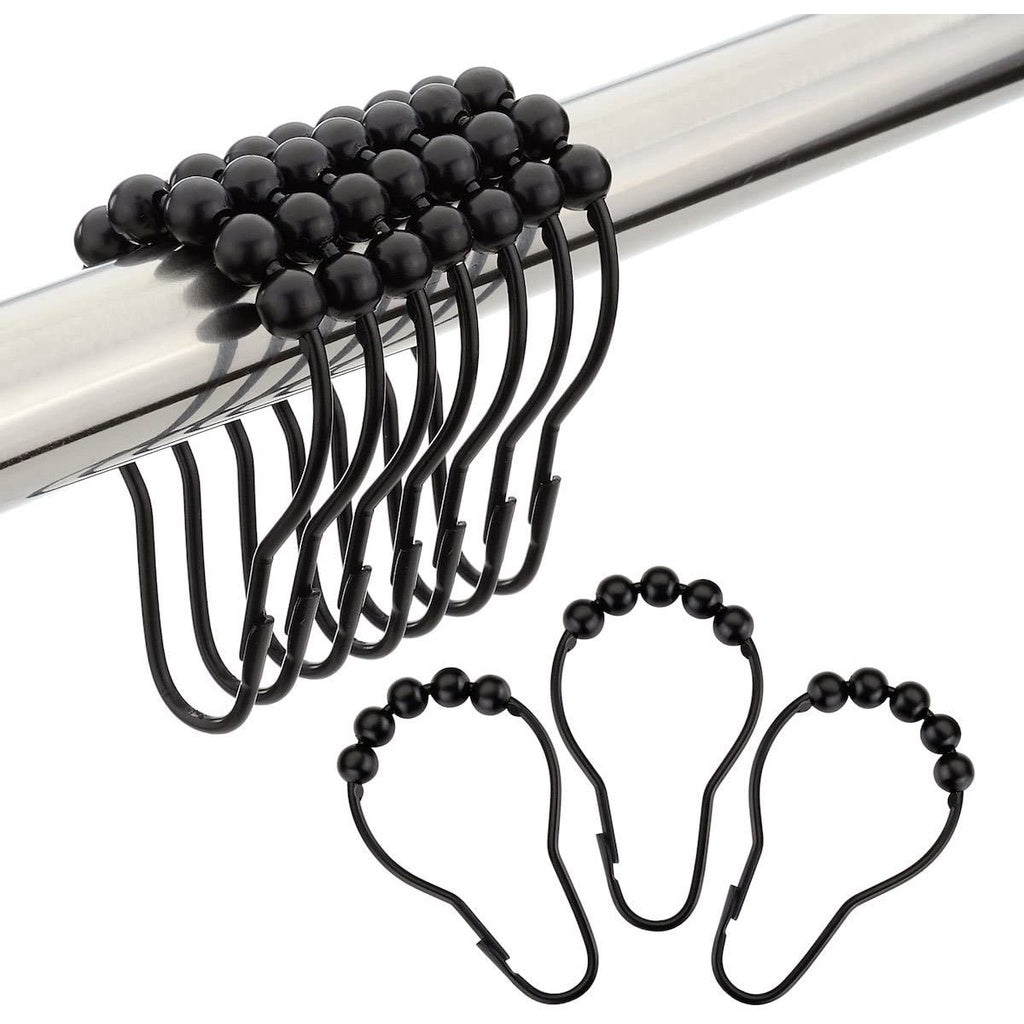 Shower Curtain Hooks, Decorative Shower Curtain Hooks Rust Proof Stainless Steel Shower Curtain Hooks, Shower Hooks for Shower Curtain Bathroom Shower Rods Set of 12
