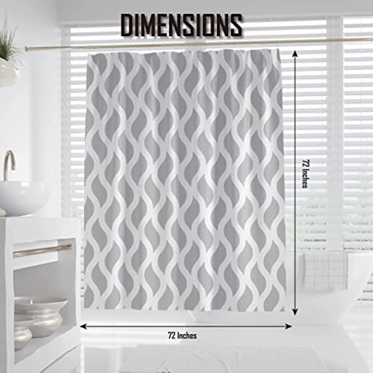 Sinsoledad Grey and White Shower Curtain Normcore Style Waterproof Design and Polyester Quick-Drying Nordic Farmhouse Dorm Bathroom Curtains Set Including Shower Curtain Rings 72 x 72 Inches