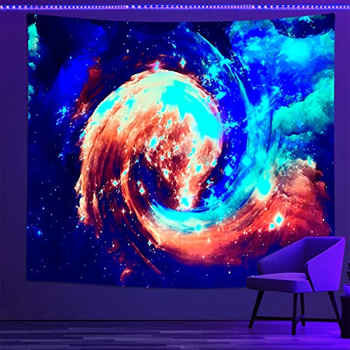 Sinsoledad Blacklight Tapestry Starry Night by Van Gogh Wall Art Decor for Bedroom Aesthetic, Abstract Hippie Trippy Wall Hanging UV Reactive Fabric Poster for Living Room Dorm Décor