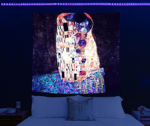 Sinsoledad Blacklight Tapestry Starry Night by Van Gogh Wall Art Decor for Bedroom Aesthetic, Abstract Hippie Trippy Wall Hanging UV Reactive Fabric Poster for Living Room Dorm Décor