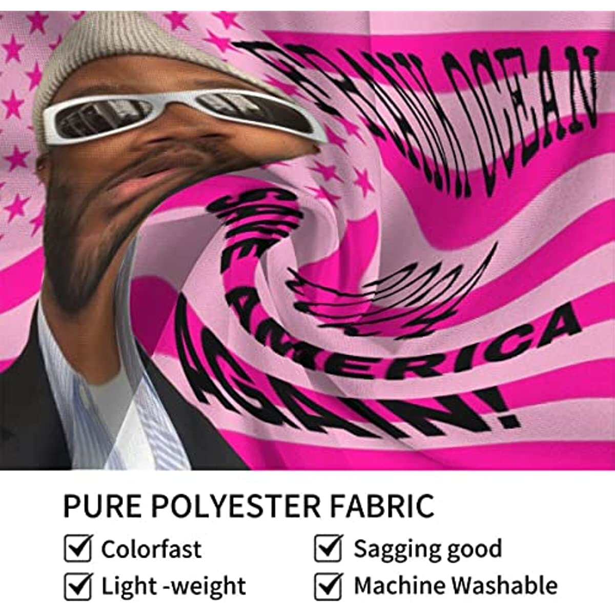 Sinsoledad Frank Ocean Flag Tapestry, Funny Pink USA Tapestry for Bedroom Living Room Dorm Save American Again Poster Decoration (60" W x 50" H)