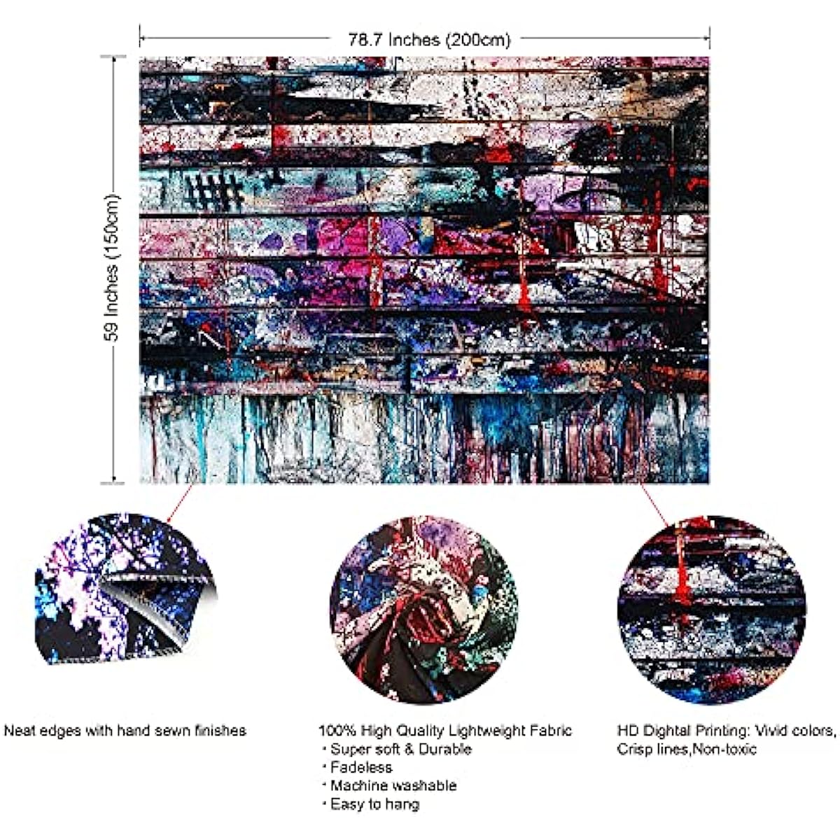 Sinsoledad Abstract Tapestry Wall Art, Large Trippy Graffiti Wall Hanging, Psychedelic Tapestry Home Decor, Cool Hippie Tapestry for bedroom aesthetic