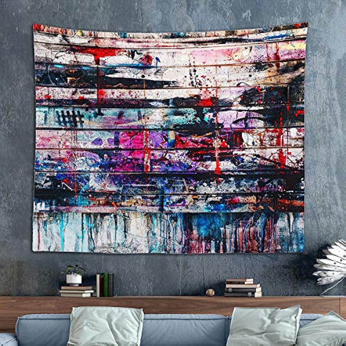 Sinsoledad Abstract Tapestry Wall Art, Large Trippy Graffiti Wall Hanging, Psychedelic Tapestry Home Decor, Cool Hippie Tapestry for bedroom aesthetic