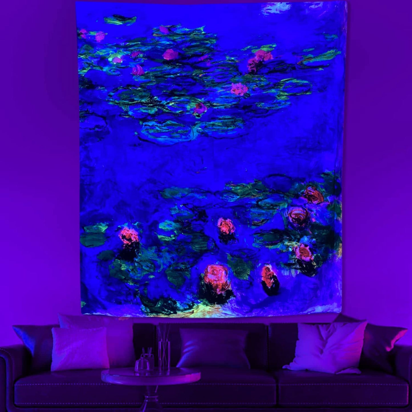 Sinsoledad Blacklight Tapestry Starry Night by Van Gogh Wall Art Decor for Bedroom Aesthetic, Abstract Hippie Trippy Wall Hanging UV Reactive Fabric Poster for Living Room Dorm Décor
