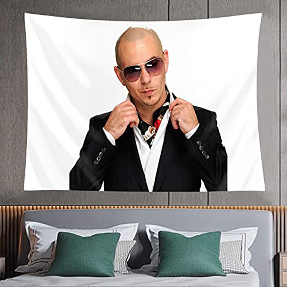 Mr Worldwide Tapestry, Pitbull Tapestry Mr. Worldwide, Been There, Done That Tapestry Wall Hanging Pop Art Home Decorations for Living Room Bedroom Dorm Decor