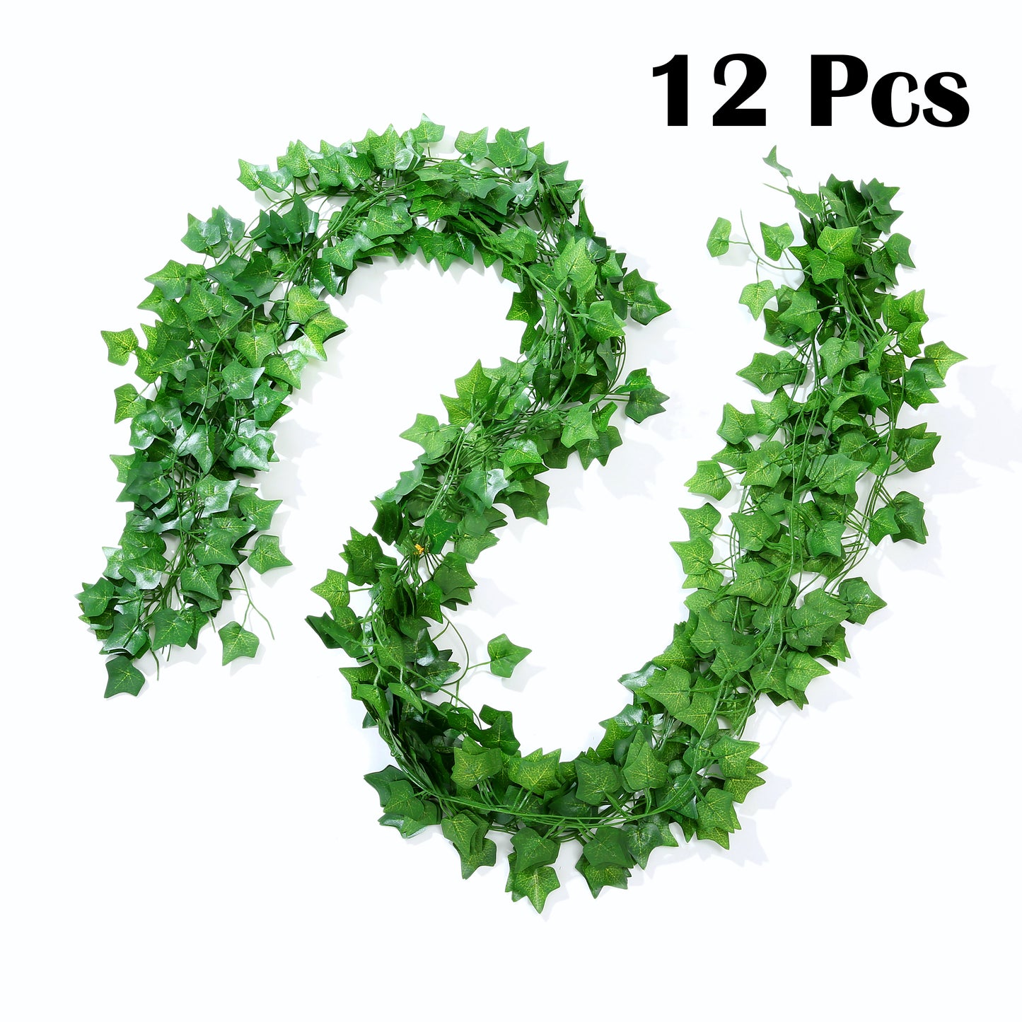12 Pcs 2.4m/94.5inch Artificial Ivy Garland, Realistic Fake Ivy Vines, Green Faux Hanging Plant for Home Balcony Wedding Party Wall Decor