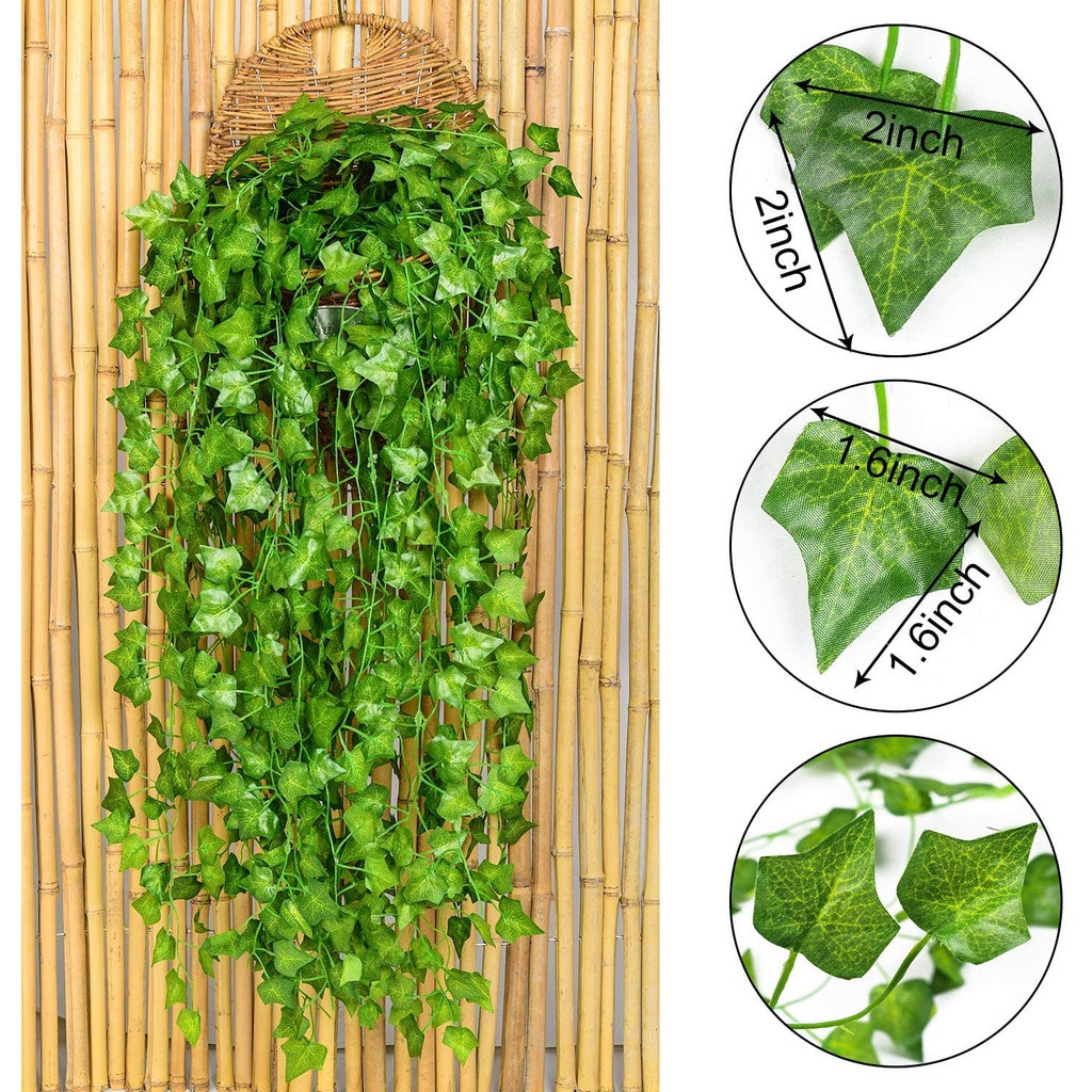 12 Pack 98 Feet Fake Ivy Leaves Artificial Garland Greenery Hanging Plant Vine Wedding Wall Party Room Astethic Decor