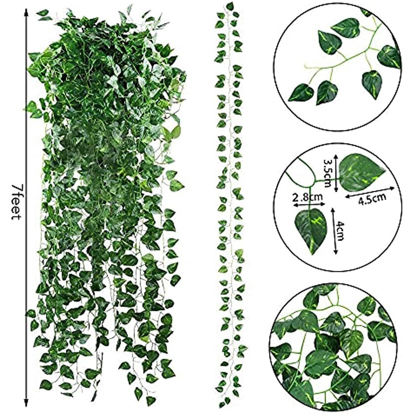 12 Pack 86ft Artificial Ivy Greenery Garland, Fake Vines Hanging Plants Backdrop for Room Bedroom Wall Decor, Green Leaves for Jungle Theme Party Wedding Decoration