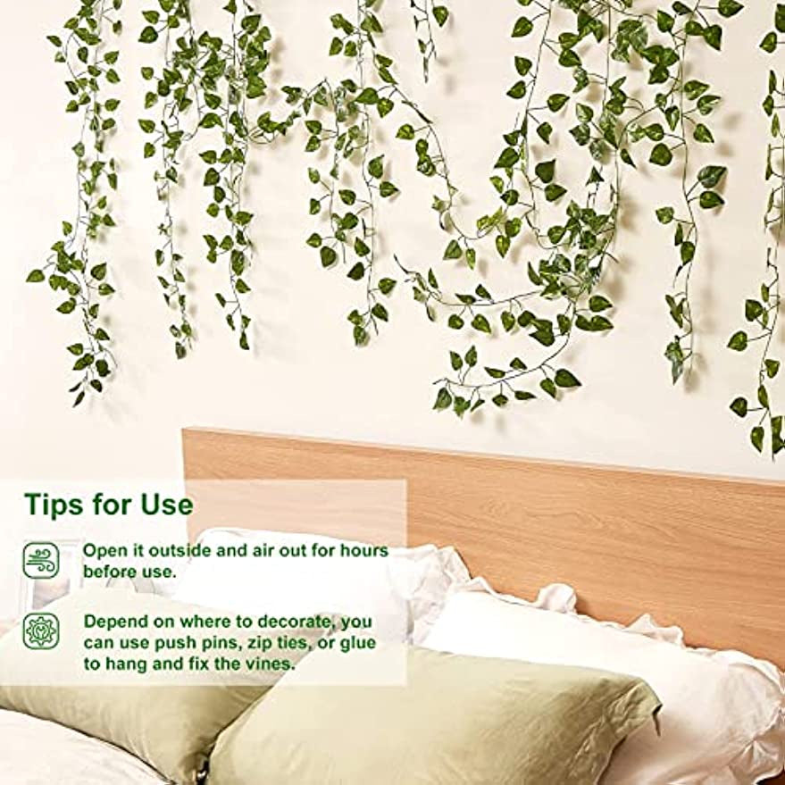Fake Leaves, Artificial Ivy Garland, Hanging Vines - Vine Plants with Cable  Tie - Fake Ivy for Wedding Party Garden Greenery Decor Outdoor Indoor Wall