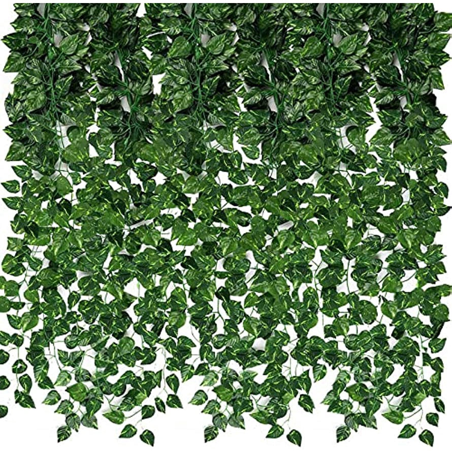 12 Pack 86ft Artificial Ivy Greenery Garland, Fake Vines Hanging Plants Backdrop for Room Bedroom Wall Decor, Green Leaves for Jungle Theme Party Wedding Decoration