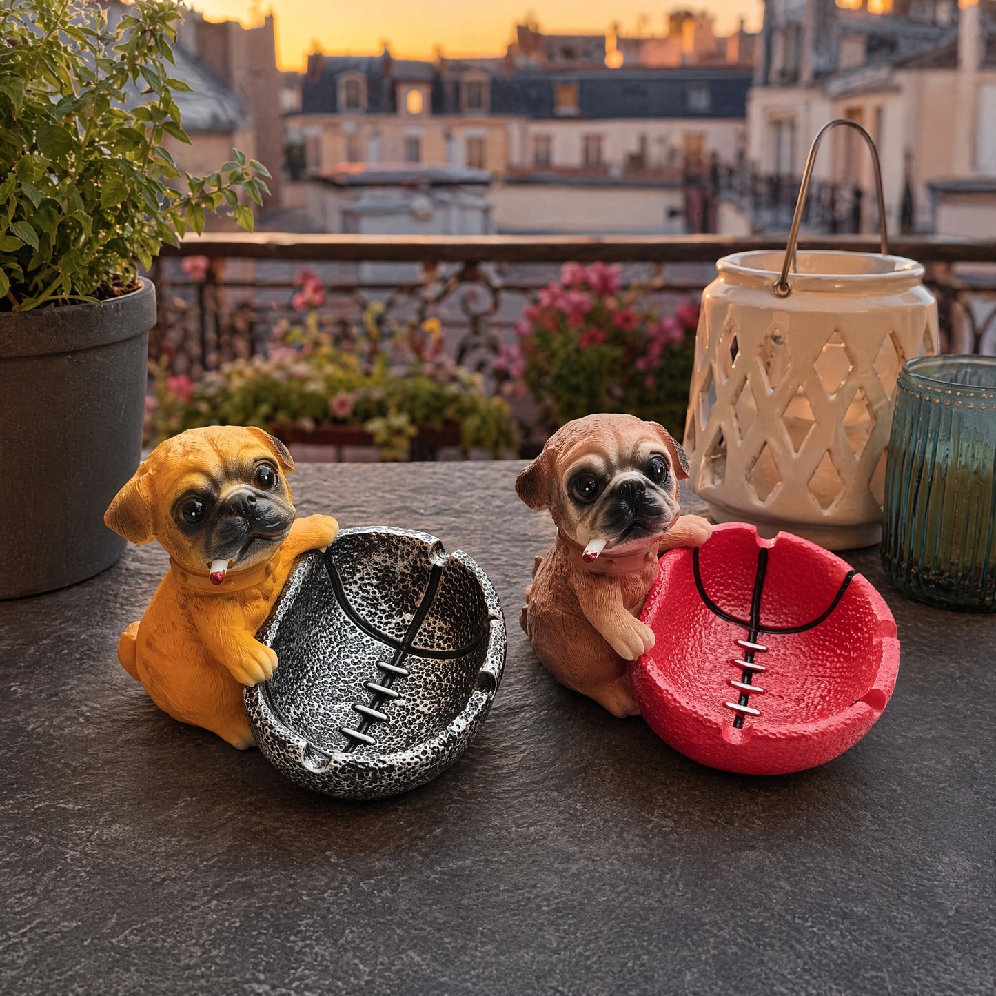 Cute Pug Dog Resin Ashtray Ornament