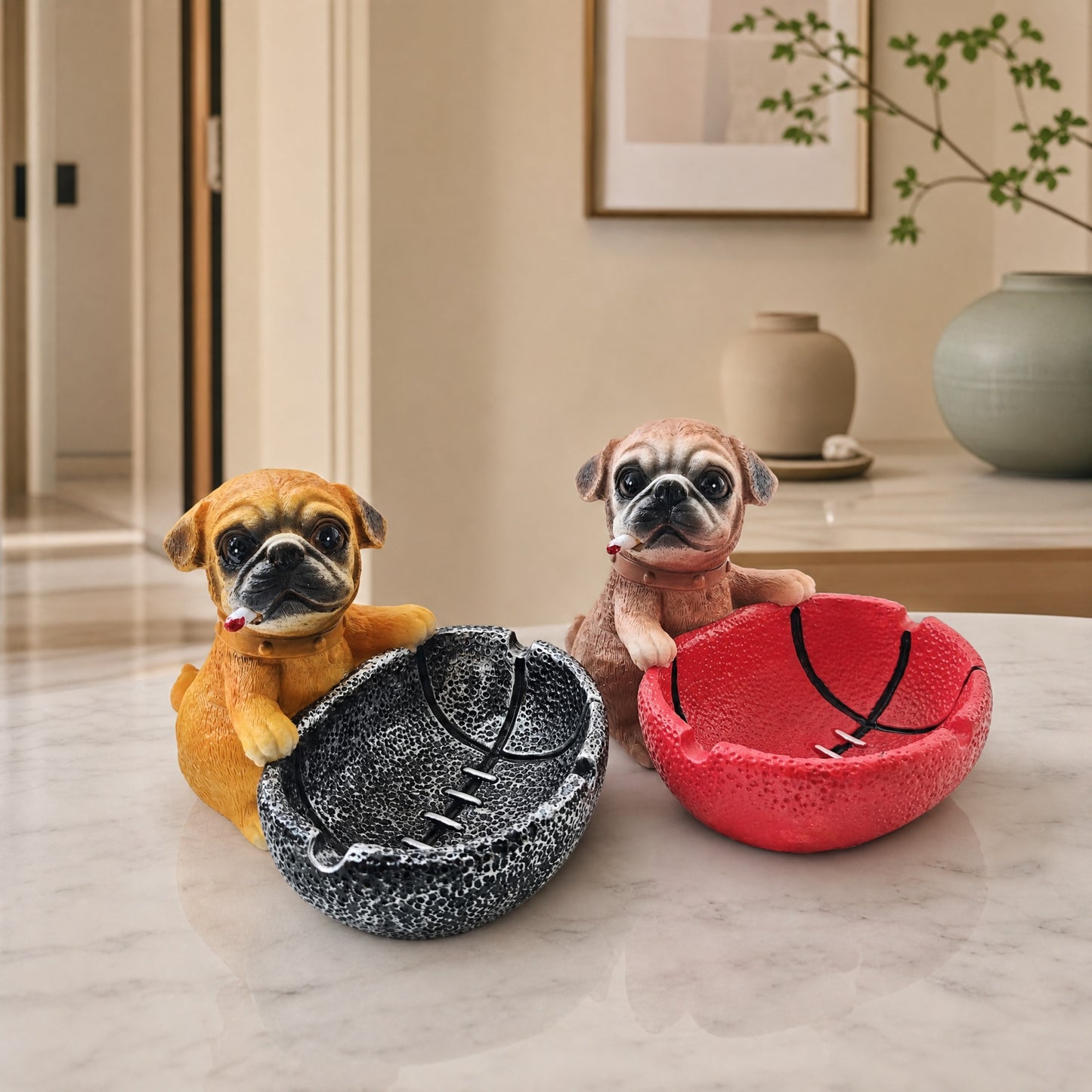 Cute Pug Dog Resin Ashtray Ornament