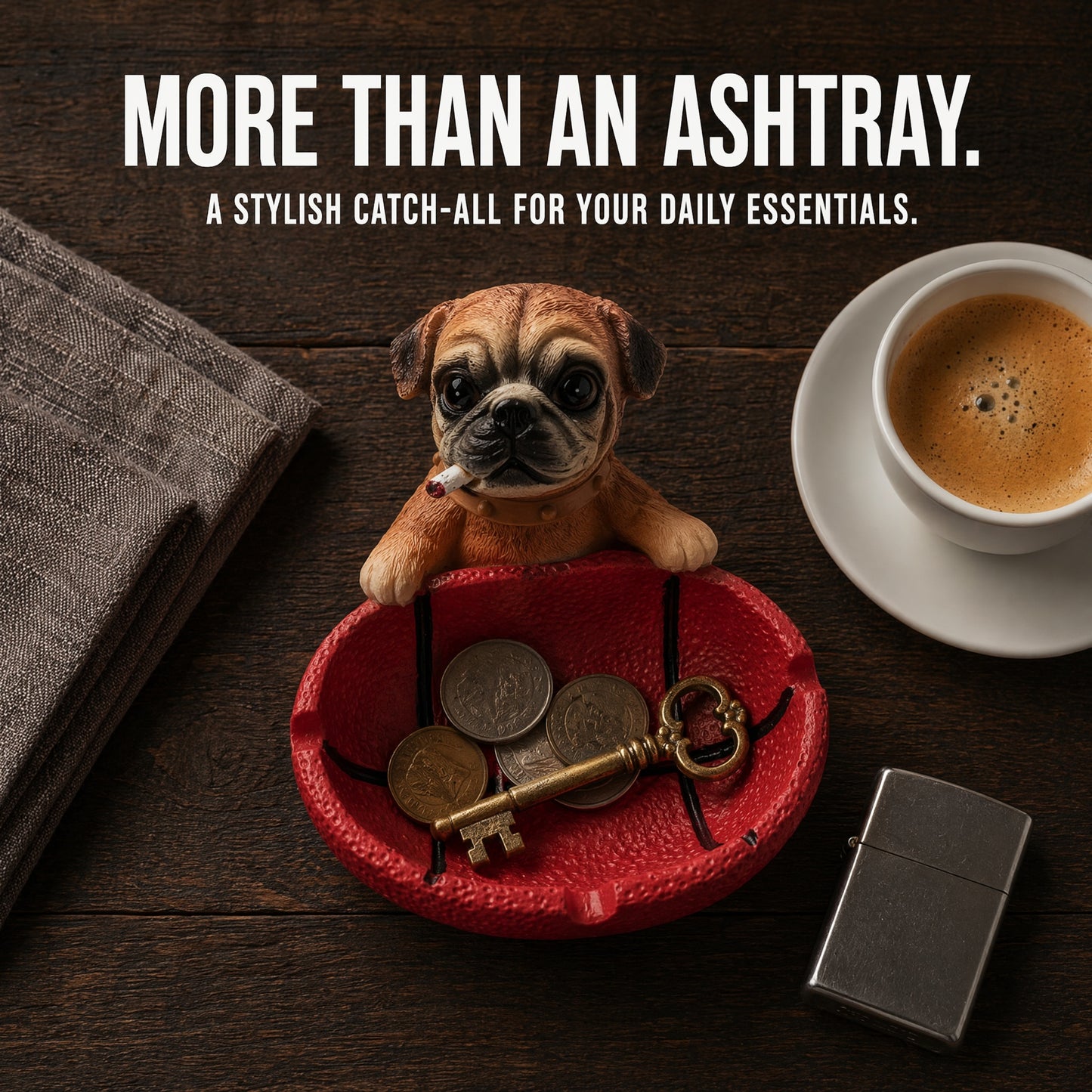 Cute Pug Dog Resin Ashtray Ornament