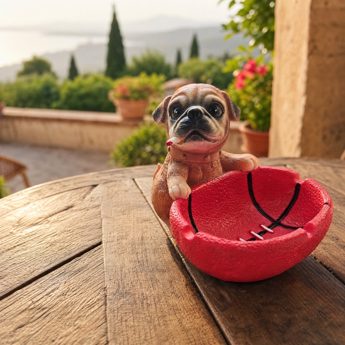 Cute Pug Dog Resin Ashtray Ornament