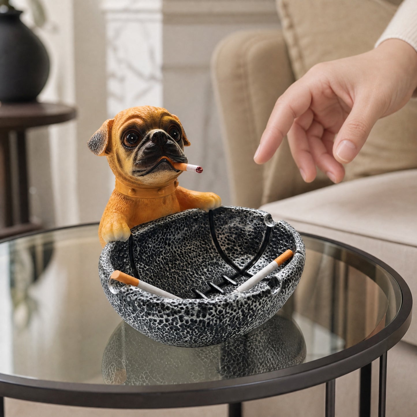 Cute Pug Dog Resin Ashtray Ornament
