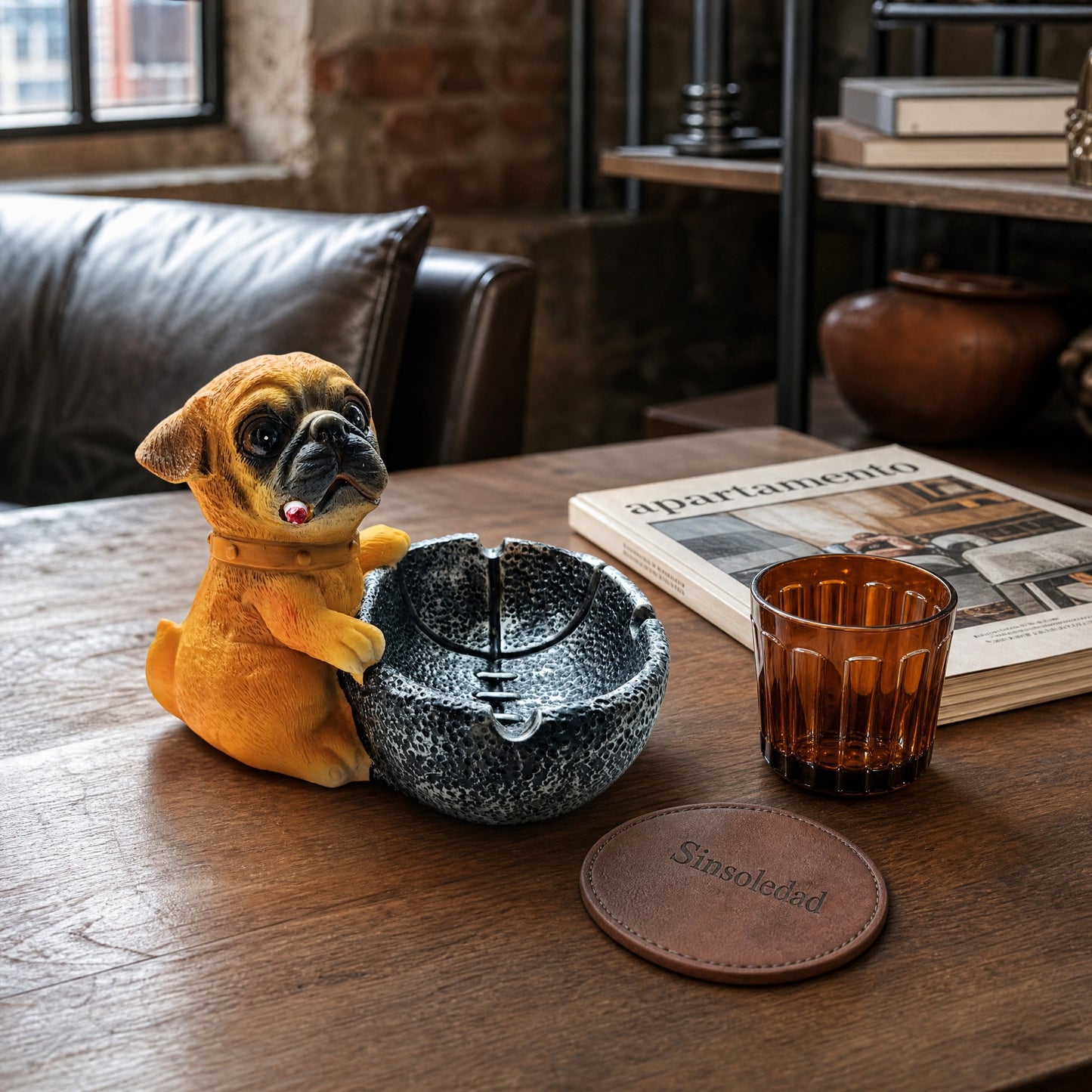 Cute Pug Dog Resin Ashtray Ornament