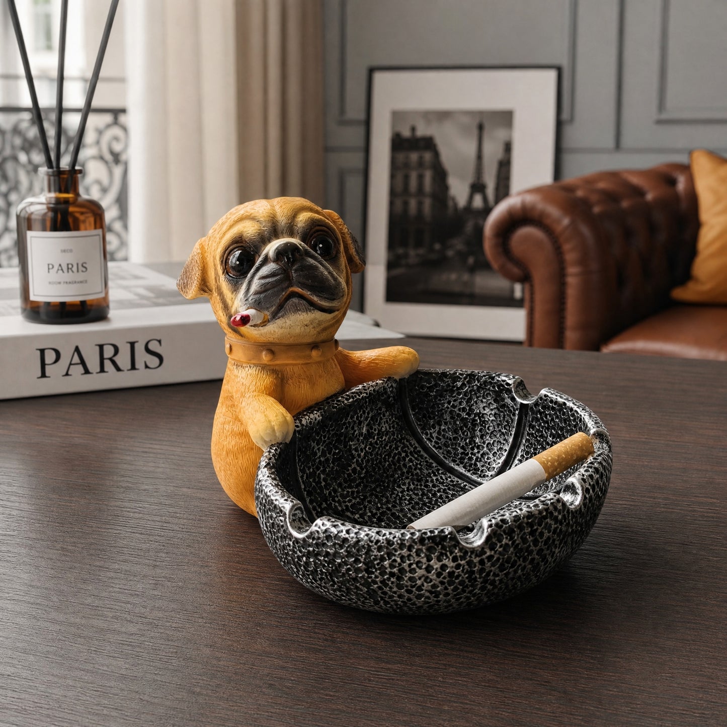 Cute Pug Dog Resin Ashtray Ornament