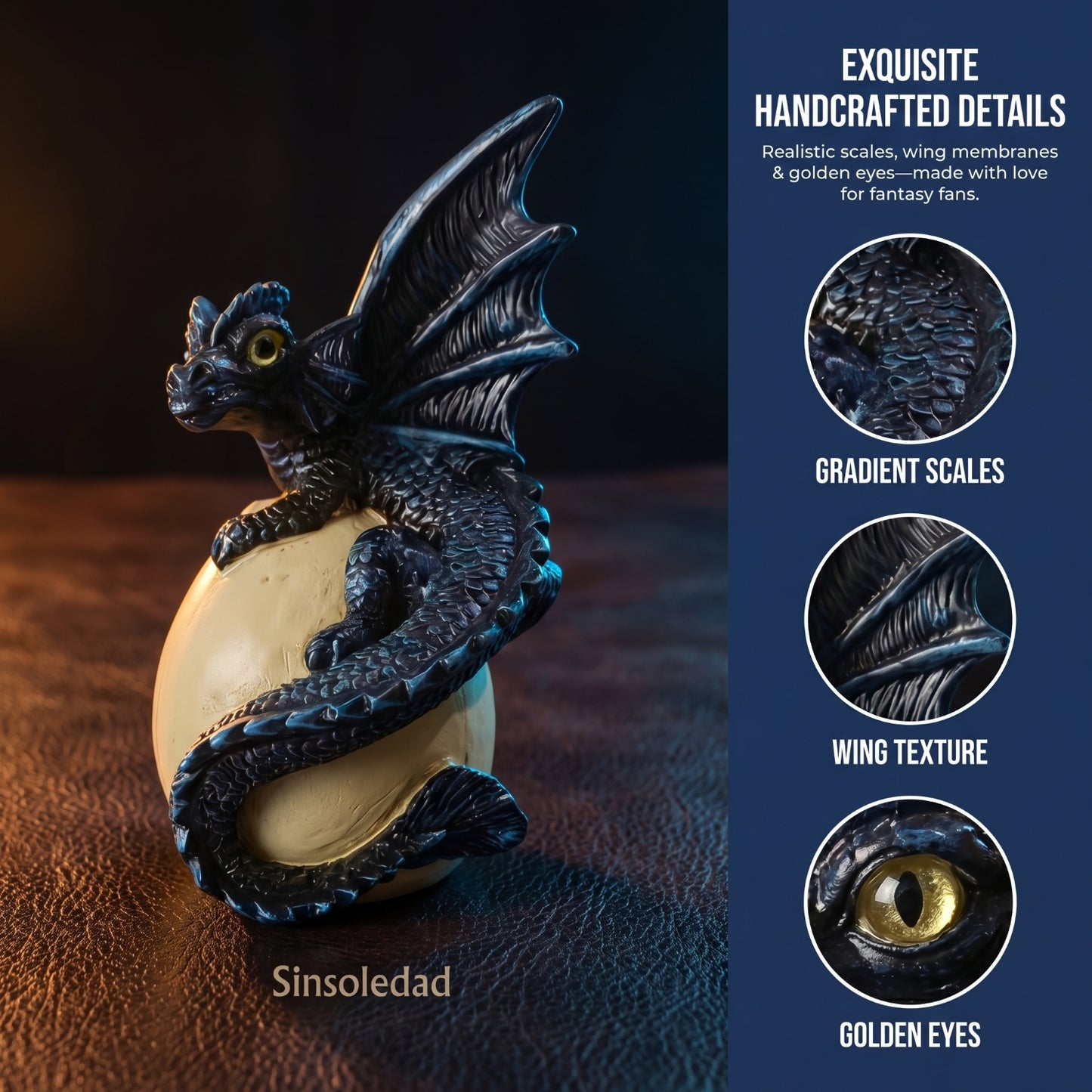 Cute Hatching Baby Dragon on Egg Resin Figurine, Fantasy Dragon Statue for Home Decor, Collectible Ornament Gift for Dragon Lovers