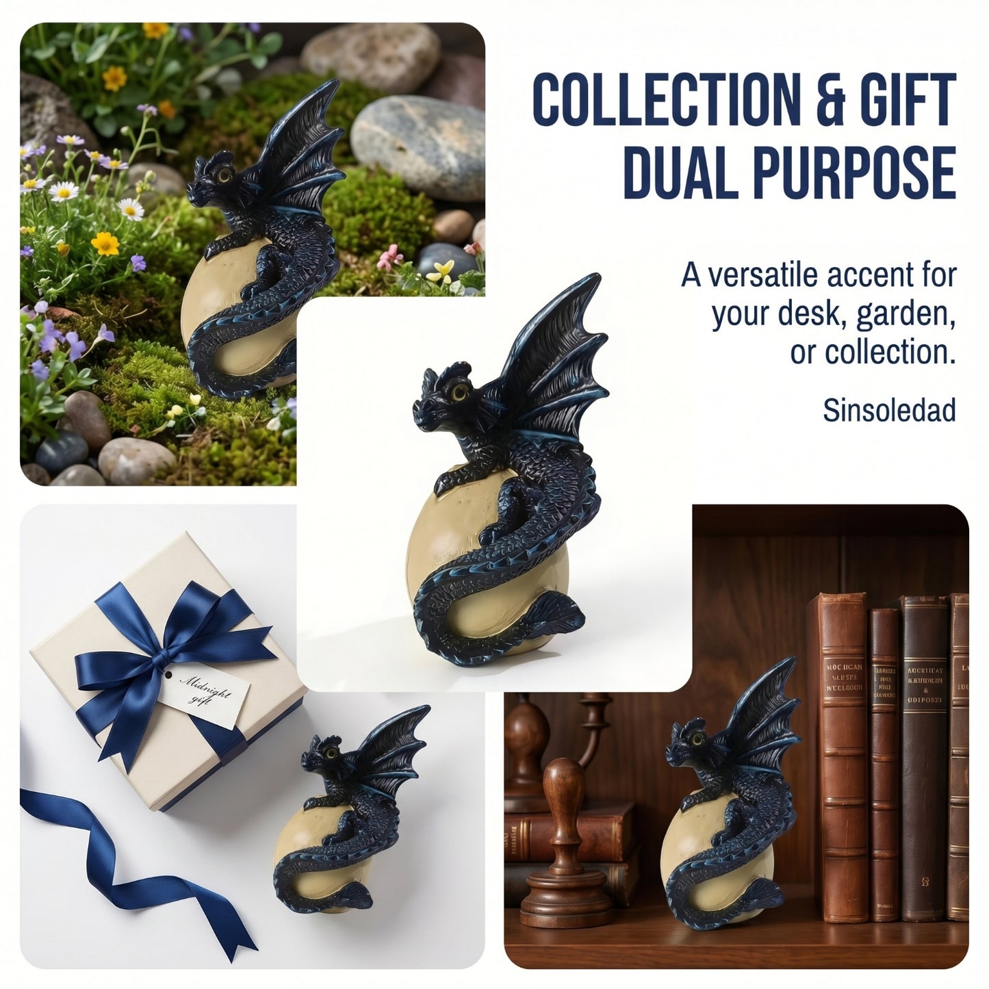 Cute Hatching Baby Dragon on Egg Resin Figurine, Fantasy Dragon Statue for Home Decor, Collectible Ornament Gift for Dragon Lovers