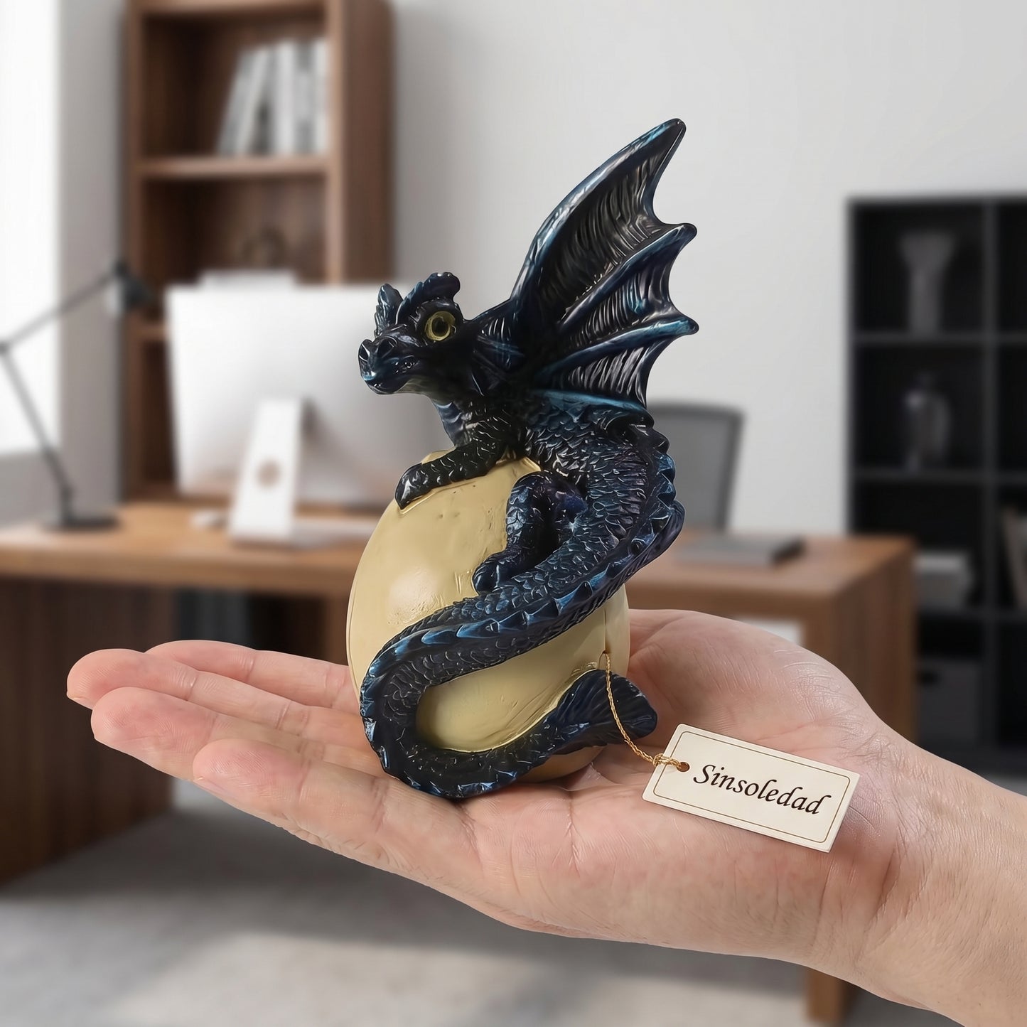 Cute Hatching Baby Dragon on Egg Resin Figurine, Fantasy Dragon Statue for Home Decor, Collectible Ornament Gift for Dragon Lovers