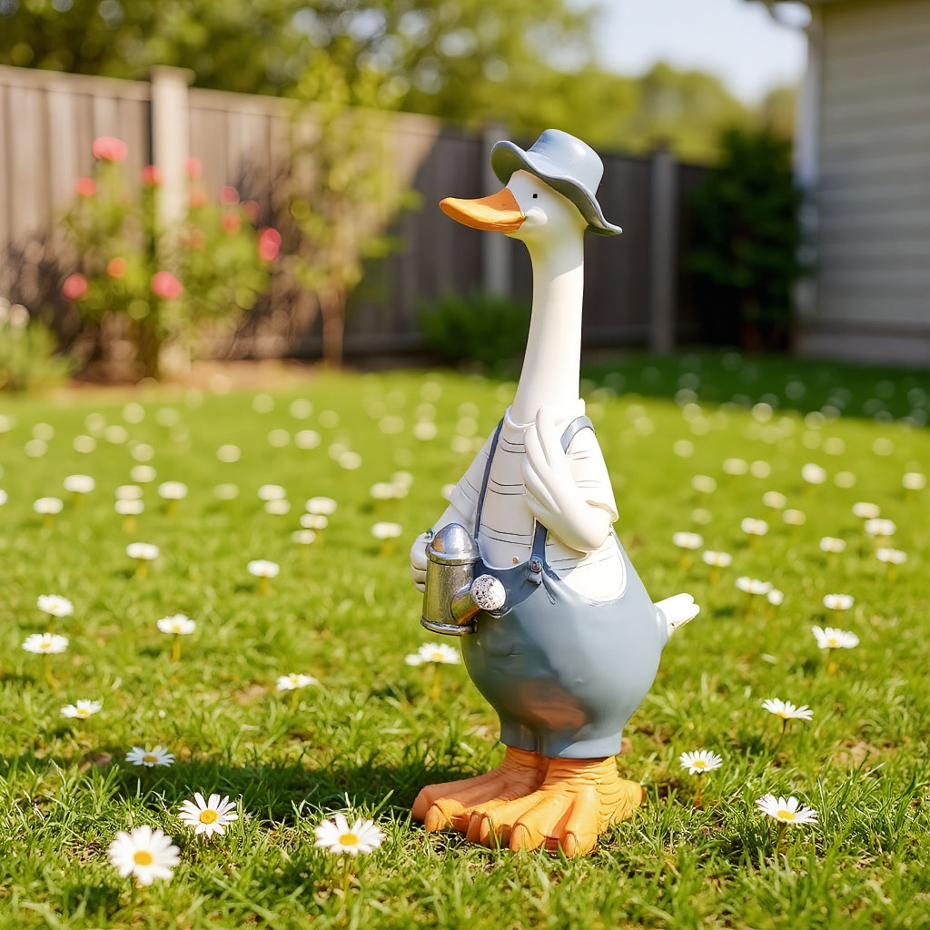 12inch/30cm Tall Cute Ducks Statues Home Decor, Countryside Garden Sculptures Art Decor Goose for Yard Porch