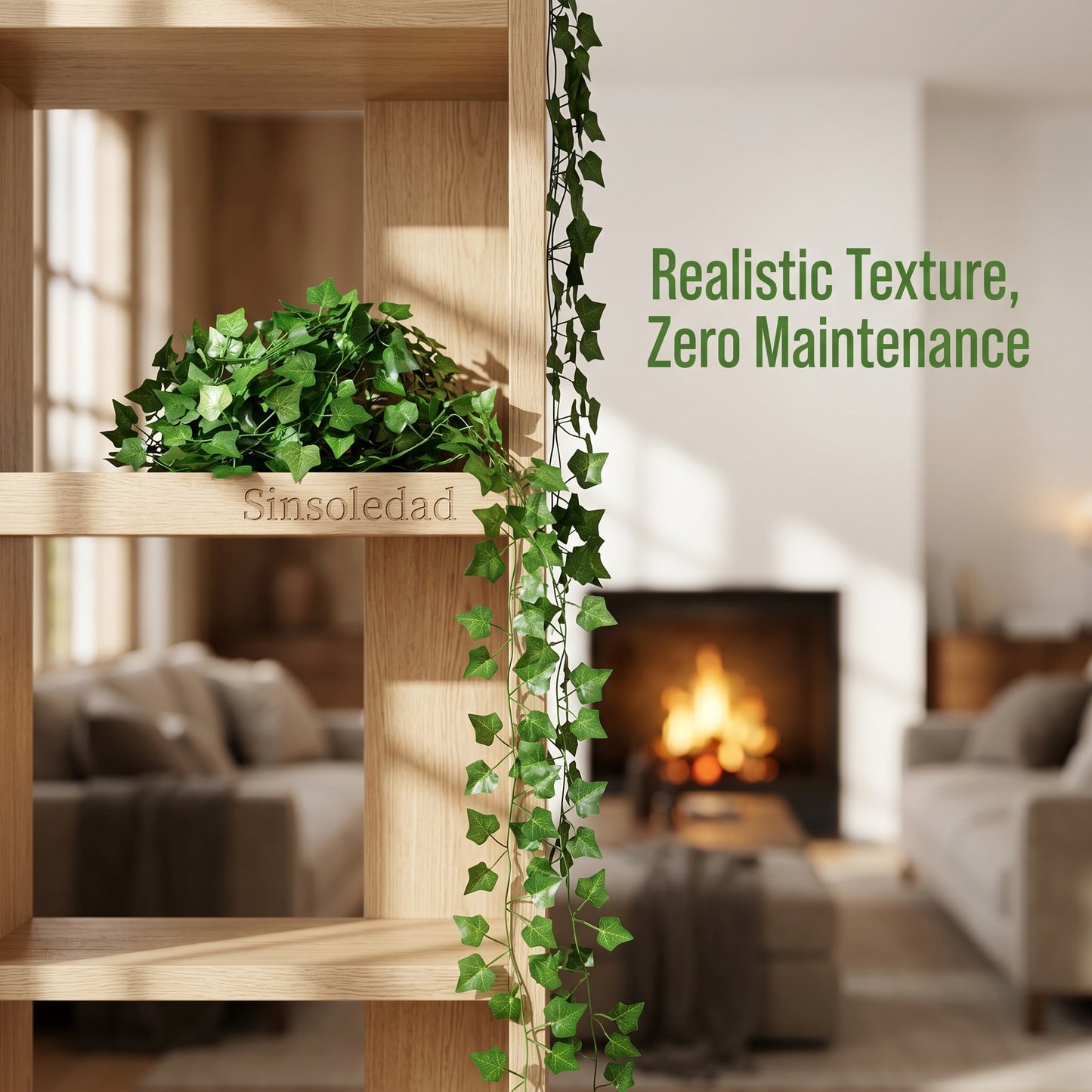 12 Pcs 2.4m/94.5inch Artificial Ivy Garland, Realistic Fake Ivy Vines, Green Faux Hanging Plant for Home Balcony Wedding Party Wall Decor