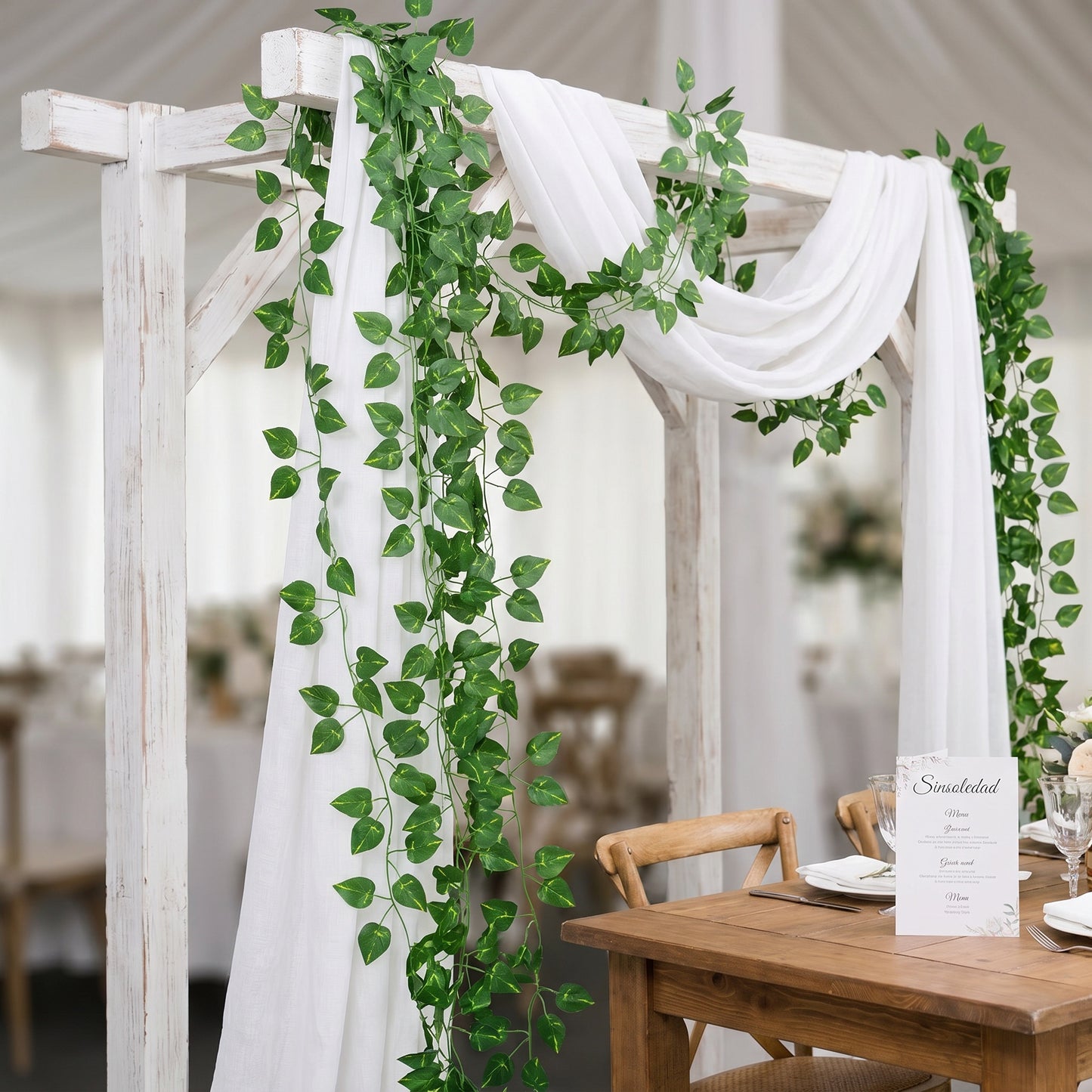 360 Feet 48 Pack Fake Greenery Hanging Garland, Ivy Leaf Plants, Vine Leaves, Fake Flowers Foliage for Bedroom Garden Wall Decor
