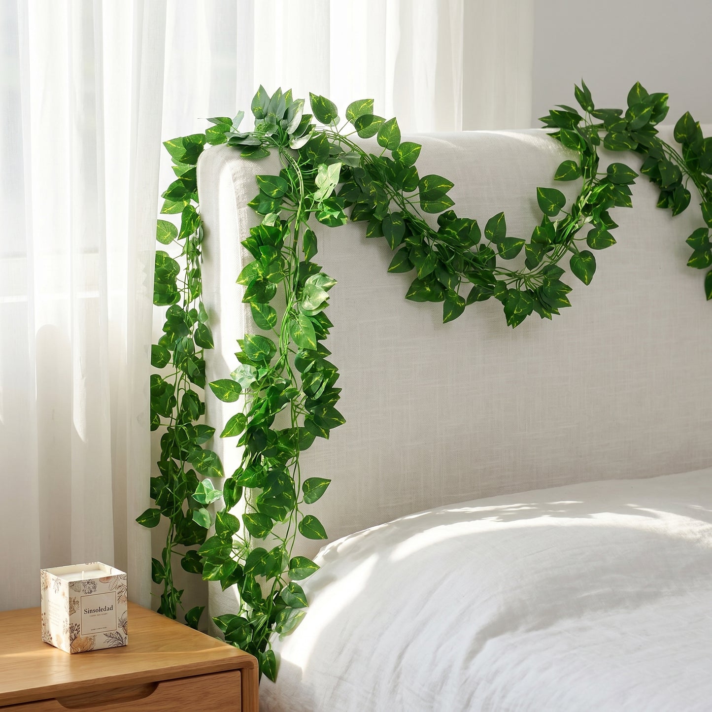 360 Feet 48 Pack Fake Greenery Hanging Garland, Ivy Leaf Plants, Vine Leaves, Fake Flowers Foliage for Bedroom Garden Wall Decor
