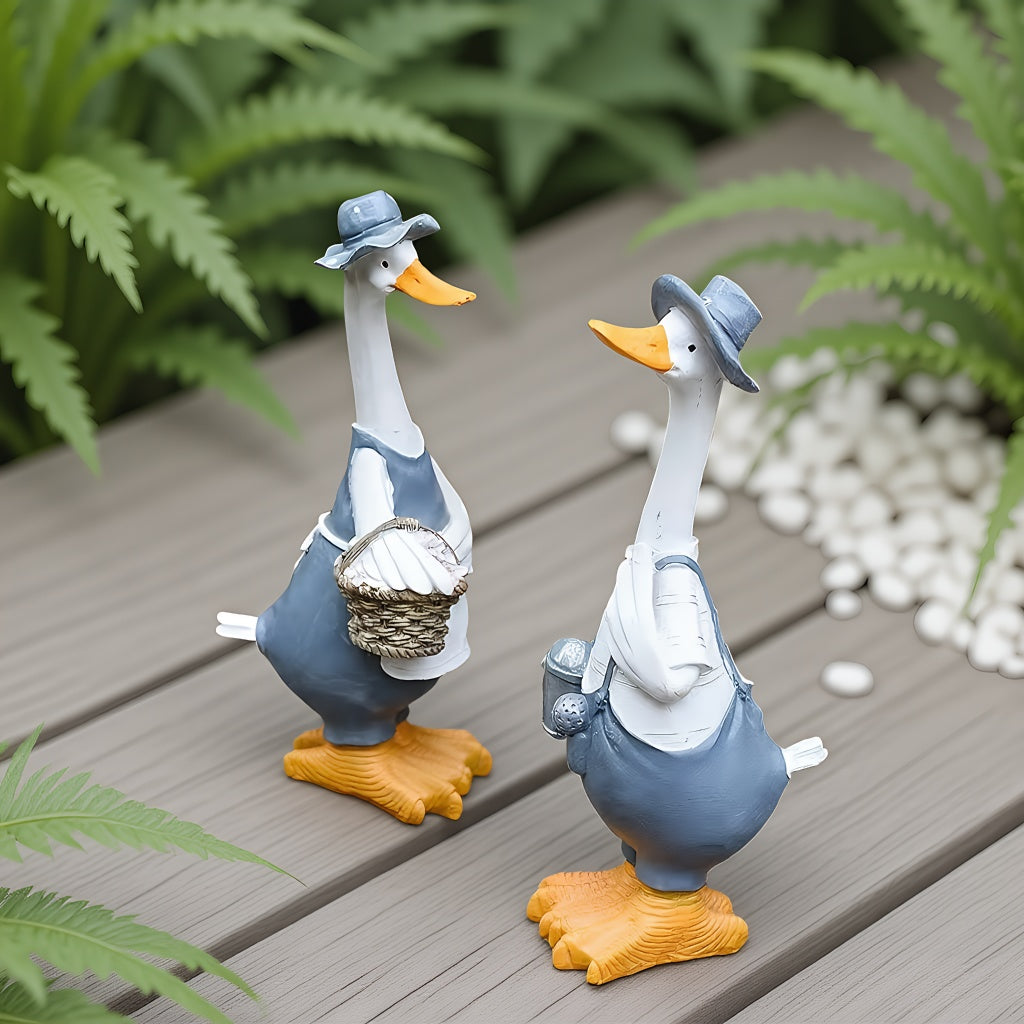 12inch/30cm Tall Cute Ducks Statues Home Decor, Countryside Garden Sculptures Art Decor Goose for Yard Porch