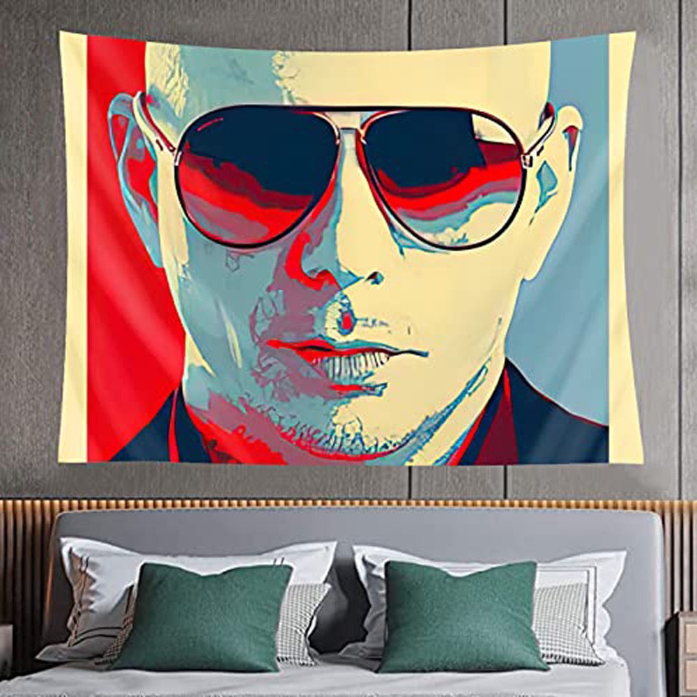 Mr Worldwide Tapestry, Pitbull Tapestry Mr. Worldwide, Been There, Done That Tapestry Wall Hanging Pop Art Home Decorations for Living Room Bedroom Dorm Decor