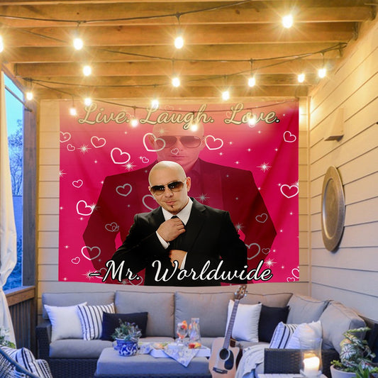Mr Worldwide Tapestry, Pitbull Tapestry Mr. Worldwide, Been There, Done That Tapestry Wall Hanging Pop Art Home Decorations for Living Room Bedroom Dorm Decor